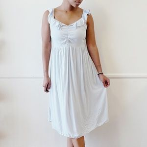 vintage light blue ruffle midi dress
